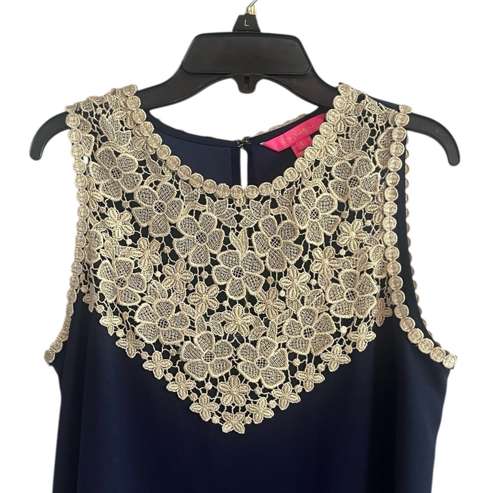 Lilly Pulitzer Navy Lace Nala Soft Sleeveless Shift Dress size 4 - Picture 5 of 11